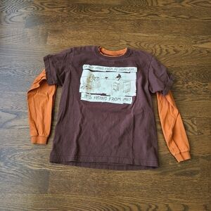 Top Heavy Brown and Orange Graphic Long Sleeve T-Shirt Boys Sz.M